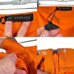 Versace  Cady Bright Orange Pants IT/EU 42 Viscose Satin Bootcut Shiny US 6 Med M Photo 7