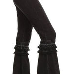 Chatoyant  Black Mineral Wash Bottom Knee Tassel Bell Bottom Pants , M Photo 0