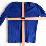 Tommy Hilfiger Vintage Y2k  Blue V Neck Cable Knit Long Sleeve Top Shirt Photo 7