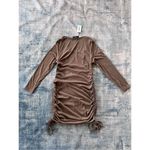 Cider NWT! Brown Ribbed Knit Ruched Side Long Sleeve Dress 1XL Photo 1