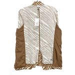 A New Day Brown Zebra One Button Blazer Jacket Linen Rayon Lined Womens L NWT Photo 8