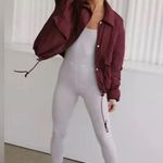 Free People Off the Bleachers Coaches Jacket Burgundy Wine Small NWT Photo 2