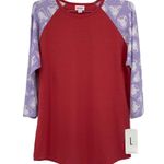 LuLaRoe Disney Red Purple White Kermit the Frog Print Sleeve Randy Raglan Shirt Photo 0