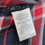 Loft Plaid Lightweight Bishop Sleeve Button Up Tunic Shirt Blue Red Small Photo 11