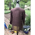 Jones New York New York Jones Top Womens Sz Large L Brown Embroidery Tie Neck Long Sleeve EUC Photo 3