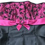 Vintage Jessica McClintock Gunne Sax Satin Black Hot Pink Dress Prom Party Sz 9 Photo 2