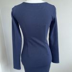 Peppermayo Woman’s Long sleeve Dress Sz 6 Blue White Abstract Asymmetrical Hem Photo 8