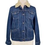 Eddie Bauer Classic Faux Fur Collar Denim Jean Jacket Photo 0