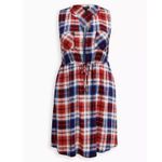 Torrid Red White Blue Woven Challis Zip Front Sleeveless Shirt Dress Size 2X Photo 4