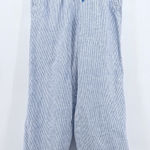 Talbots  Medium Blue White Stripe Linen Wide Leg Ankle Pants Drawstring Cuffed‎ Photo 0