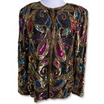 Laurence Kazar VINTAGE  Black Silk Sequin and Beaded Paisley Evening Jacket Photo 1