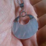 Mother of Pearl Sterling Silver Pendant Stainless Steel Necklace Photo 6