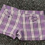 Max Rave Women’s Junior’s  Purple & White Size 5 Flannel Shorts Photo 2