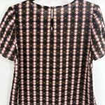 J.Crew  Petal in Shadow Diamond Print Pink Black polyester short Sleeve Tee sz 4 Photo 5