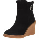 Franco Sarto NEW Women's Ulayna Suede Faux Fur Wedge Boots Black Size 8 Photo 0