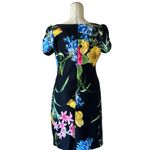 Karl Lagerfeld NWOT   Ruched Sleeve Floral Y2K Suba  Sheath Dress 12P Photo 3