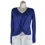 David Lerner  Tiffany V Neck Knotted Top Animal Print Blue Size XS Photo 3