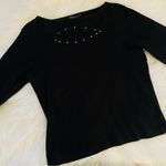 Metro Vintage 90s Y2k  Girl 3/4 sleeve keyhole cut out rhinestone top Photo 1