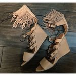 Free People  Solstice Fringe Wedge Blush Size 39 Photo 9