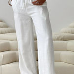 Princess Polly  Parklea High Waist Linen Blend Drawstring Pants in White US 2 Photo 0