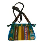 Handcrafted
Jawaja Leather Bag with Cloth Woven Patch Blue Photo 1