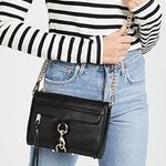 Rebecca Minkoff Mini MAC monogram Initial Black Leather Crossbody Bag Photo 1