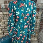 Handmade shirt dress kitten bow floral teal green white peach bespoke Photo 0