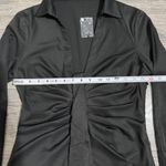 idem Ditto  Black Ruched Front Long Sleeve Collared Button Down Gothic Shirt M Photo 9