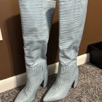 Lulus  Blue Snakeskin Boots Photo 0