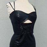 ZARA Bloggers Fav Topstitched Faux Leather Midi Slit Christmas CutOut Dress Sz M Photo 11