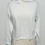Women's Long Sleeve Pullover Raw‎ Hem Cropped Hoodie Bright White Size Medium Photo 0