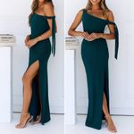 Hello Molly NWT  Fashion Standard One-Shoulder Maxi Dress Emerald Green Size 10 Photo 4