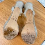 Jimmy Choo  015 Lancer Crystal Suede Strappy Heels Shimmer Silver Open Toe 37 Photo 9