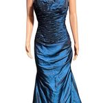 J&J Strapless long blue dress with beading and corset 10/M Size M Photo 0