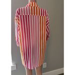 Beach Riot  Womens Sz L/XL  Top Pink Orange Stripe Swim Cover Up Button Up #148 Photo 3