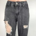 Liquor N Poker Black Raw Hem Mid Rise Distressed Straight Ankle Denim Jeans 10 Photo 3