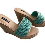 Nine West Turquoise Woven Espadrille Wedge Sandals Summer Platform Slides Sz 7.5 Photo 4