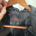 Phase Two Vintage Black Leather Jacket XL Full Zip Classic Moto BIker Grunge Photo 3