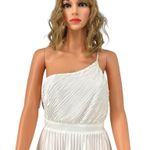 Lulus  White One Shoulder Pleated Midi Dress M Grecian Formal Prom Wedding Photo 3