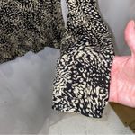 Classiques Entier Y2K silk  floral ruffle collar blouse flowy vneck black tan Photo 3