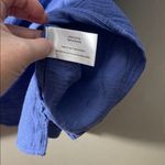 Three Dots  Texture Blue V-Neck Blouse double gauze top NWT large $138 100 cotton Photo 4