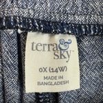 Terra & Sky  0X 14W Pants Linen Blend Cropped Wide Leg Culottes Blue Pull On Photo 5