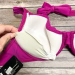 Skye Raspberry Purple Velveteen Polka Dot Push Up Halter Shirred Hipster Bikini Photo 6