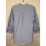 J. McLaughlin  Blue White Striped Swiss Dot Split V Neck Popover Blouse Sz M EUC!! Photo 1