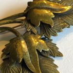 Vintage Brass Layered Leaf Brooch Shoulder Pin Photo 2