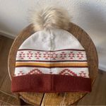 Frye and Co. Aztec Patterned Knit Beanie with Pom Pom Red Photo 2