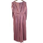 Mac Duggal ‎ Pleated Long Sleeve V-Neck Gown Size 16 Lilac Pink Satin Puff Photo 9