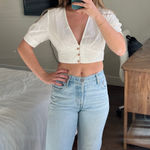 Nasty Gal Vera & Lucy Top  Crop Blouse Button Down Puff Sleeves Photo 0