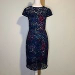 Betsey Johnson navy blue lace cocktail midi dress size 2 Photo 2
