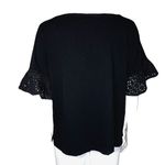 J Crew Blouse Womens Large Black Open Lace Sleeves Updated Basic Minimalist Photo 3
